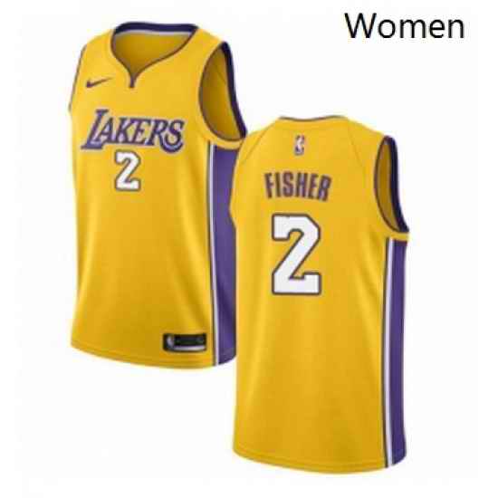 Womens Nike Los Angeles Lakers 2 Derek Fisher Swingman Gold Home NBA Jersey Icon Edition